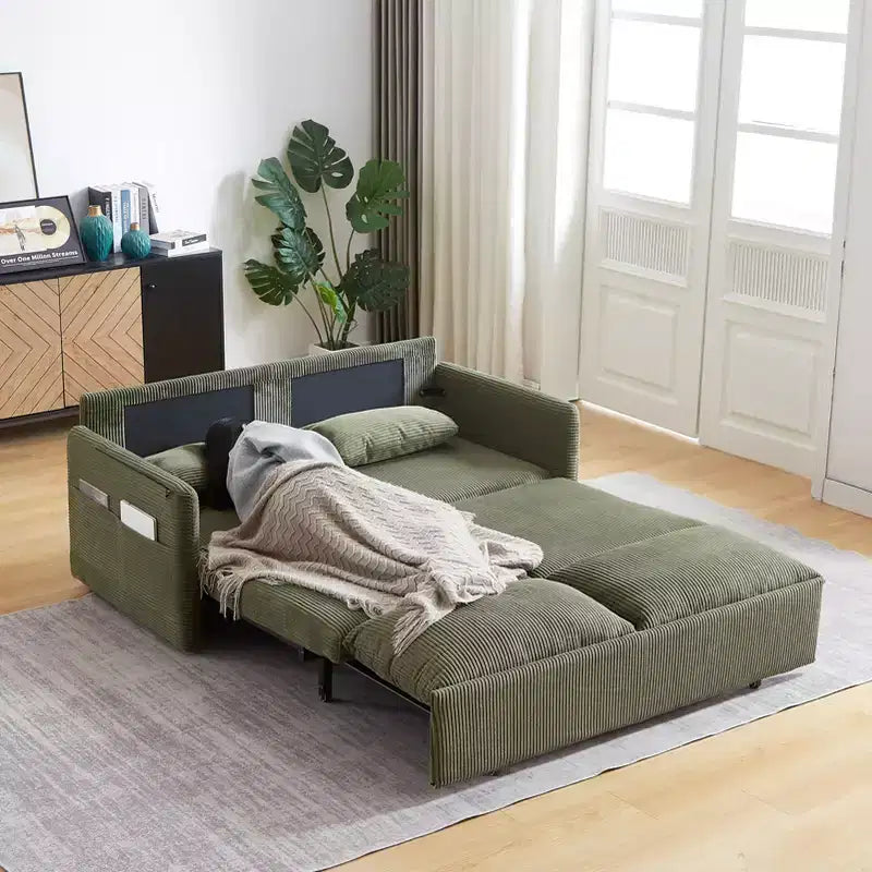 Divano letto in velluto a coste da 64.5, convertibile 3 in 1 con letto estraibile