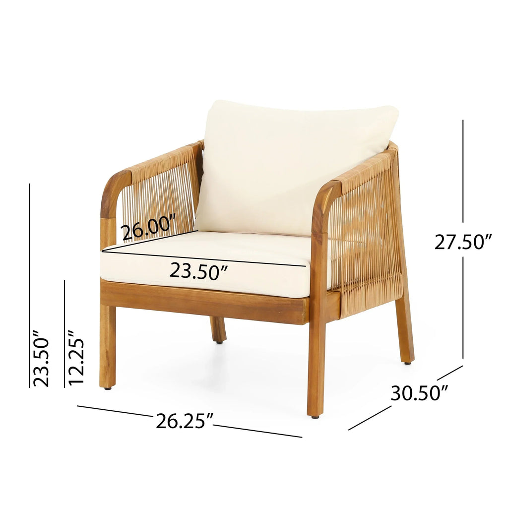 Jabe Garten-Clubstuhl-Set aus Akazienholz und Korbgeflecht von Christopher Knight Home