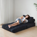 Sofá-cama dobrável de bombazina de 8 lugares, individual