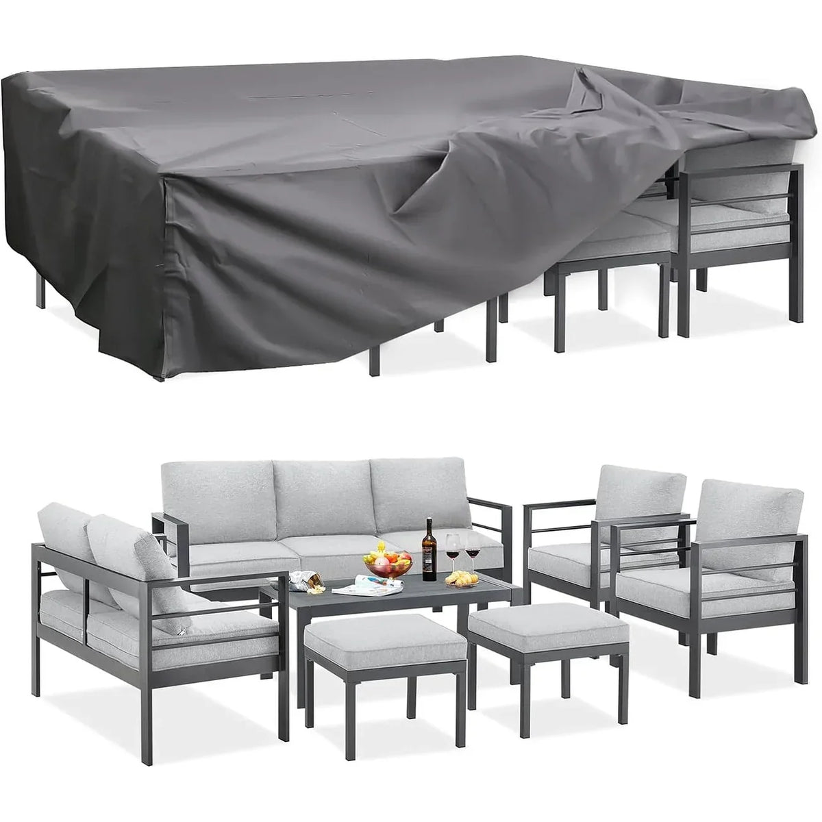 AECOJOY 7-teiliges Gartenmöbelset aus Aluminium für draußen