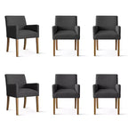 Set di 6 sedie da pranzo imbottite con braccioli, poltroncine moderne in lino con gambe in legno, sedie decorative per sala da pranzo e soggiorno - Panipeachy
