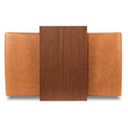Pouf Jarmo Poly & Bark avec tablette en noyer réglable - cuir italien véritable pleine fleur
