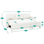 Convertible Reversible Sectional Sofa with Pull-Out Sleeper Bed, Hidden Storage Chaise, and Durable Legs