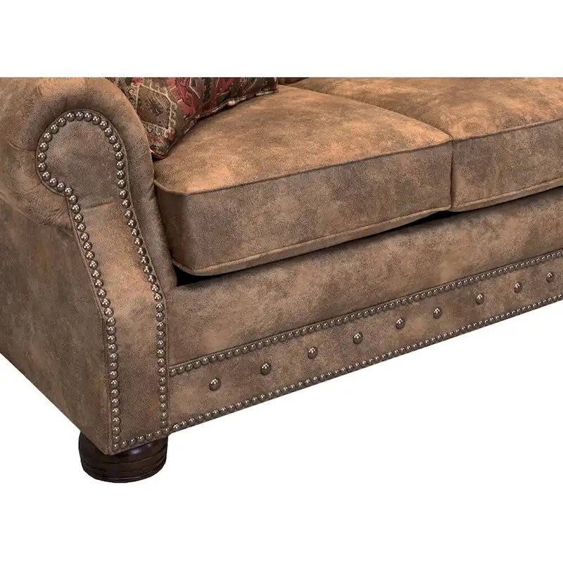 Schlafsofa Rancho mit Bezug aus rustikal braunem Wildlederimitat - 37 x 86 x 40