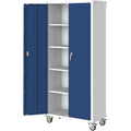 Stalen opbergkast van 71 inch met afsluitbare deuren en 4 verstelbare legplanken, robuuste metalen kast voor carport/kantoor/provisiekast, roestwerend ontwerp