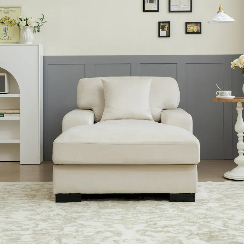 Modernes übergroßes Chaiselongue-Schlafsofa im Mid-Century-Stil mit Kissen