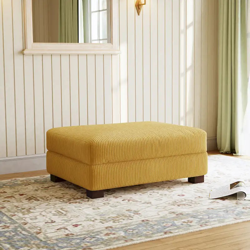 Grand pouf décoratif moderne en velours côtelé