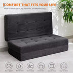 SunnyFurn 6 Inch Tri-Fold Mattress Sofa Bed, 75X54.3 Foam Folding Guest Bed with Tufted Corduroy, Portable for Camping, Living Room, Bedroom