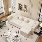 Whisen Schlafsofa aus Samt, 3-in-1, King Size, ausziehbar und umwandelbar, mit beweglichem Ottomanen, gestepptes Design