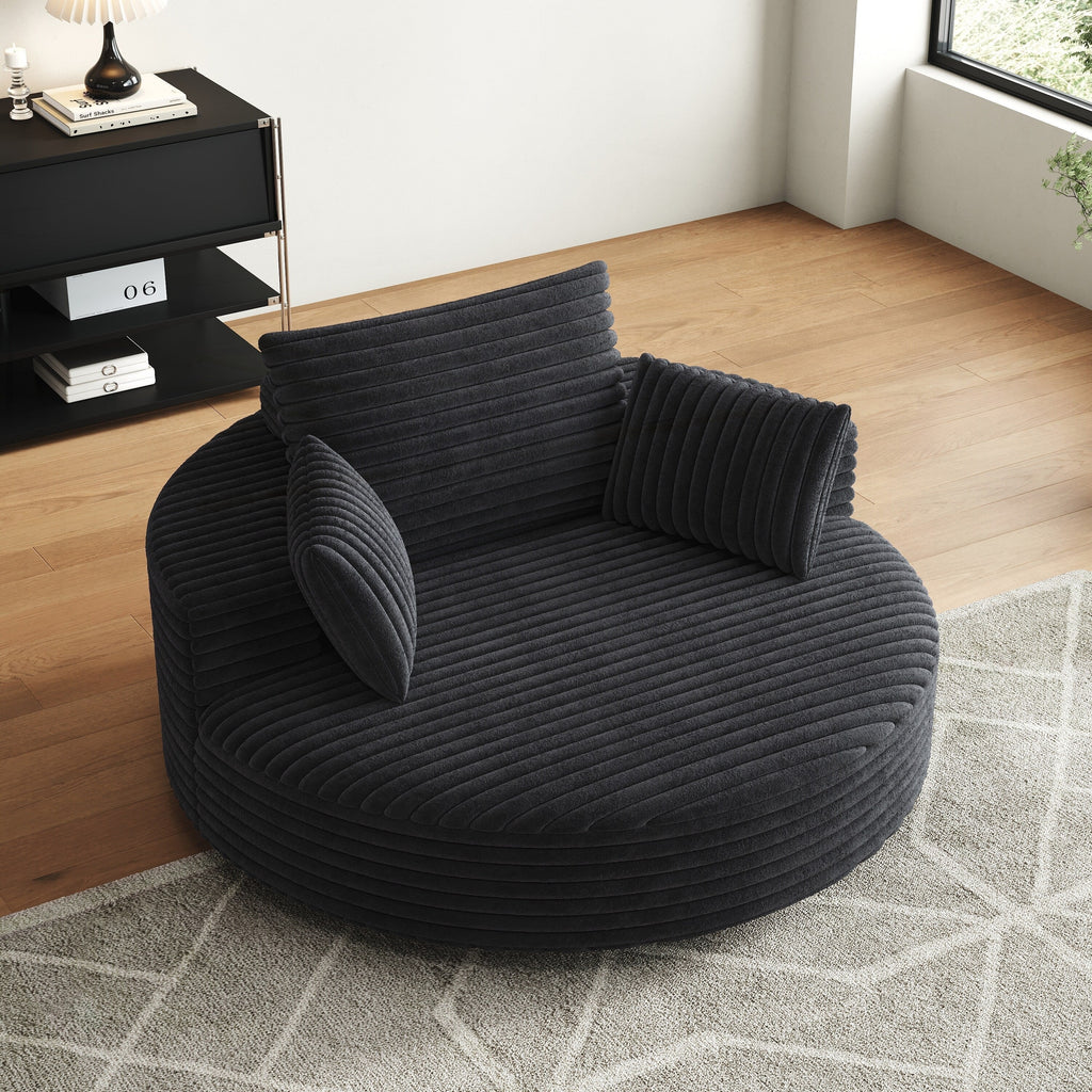 Draaifauteuil voor één persoon van corduroy, chenille en schuim