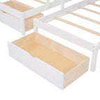 Whisen Full Over Twin & Twin Bunk Bed, Wood Triple Bunk Bed with Drawers and Guardrails