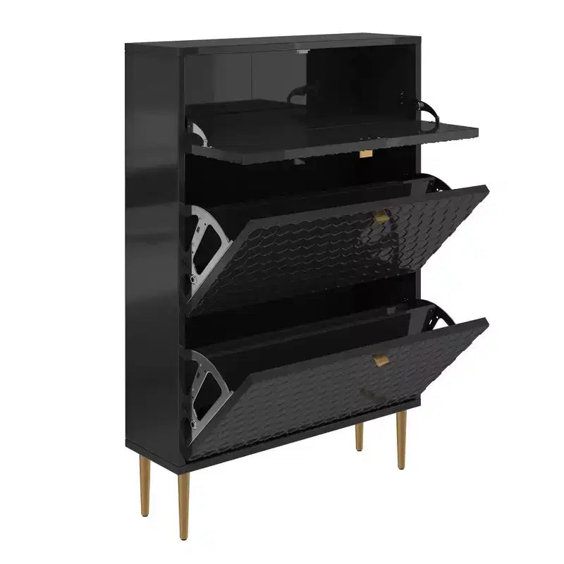 CLIHOME Schuhschrank für den Eingangsbereich mit Stauraum für 24 Paar Schuhe, Klappschubladen, Schuhregal und Organizer