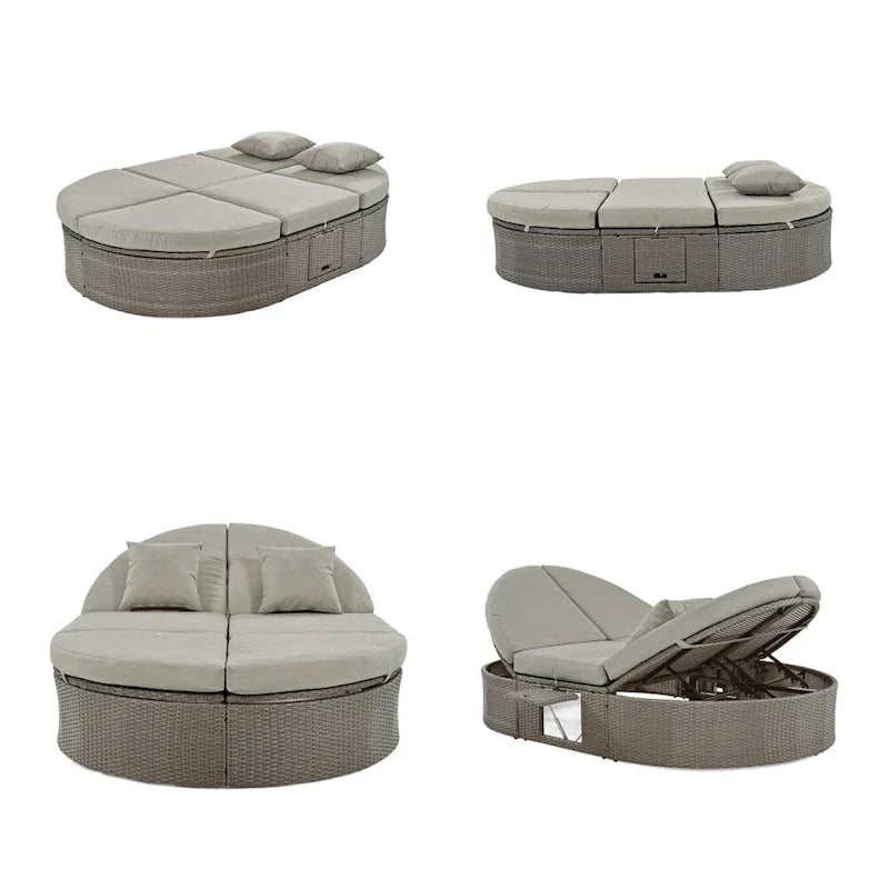 Outdoor-Sonnenliege für die Terrasse, Daybed für 2 Personen mit Sitzkissen und Kissen