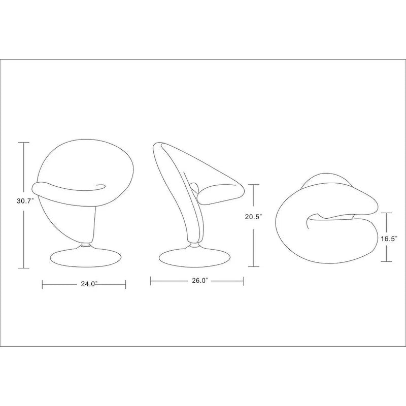 Manhattan Comfort Curl Akzent-Drehsessel aus Wollmischgewebe mit Chromgestell (2er-Set)