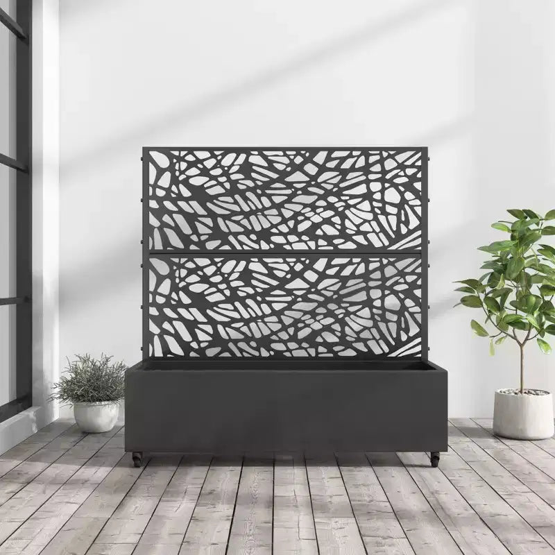 Fioriera MAYEERTY con griglia a traliccio in ferro nero, stile 01, 72x47x16in, set da 3 pezzi