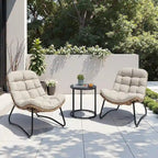 Fauteuils Papasan d’extérieur avec coussin en rotin PE, fauteuils confortables pour terrasse avec table d’appoint