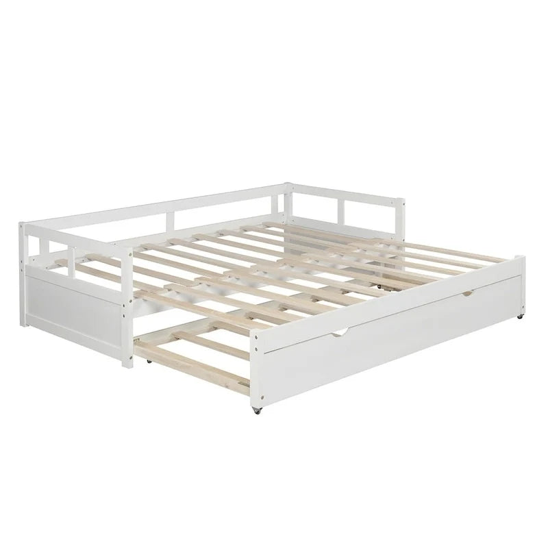 Uitschuifbaar ligbed met onderschuifbed, houten ligbed met onderschuifbed