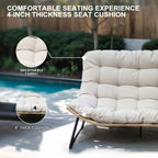 Poltrona doppia Papasan con cuscino, in rattan PE resistente a tutte le condizioni atmosferiche e struttura in metallo, per interni ed esterni