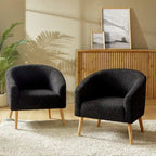 Sheila moderner Bouclé-Sessel, 30 W, mit Massivholzbeinen, 2er-Set von HULALA HOME