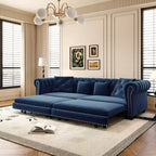 Whisen Schlafsofa aus Samt, 3-in-1, King Size, ausziehbar und umwandelbar, mit beweglichem Ottomanen, gestepptes Design