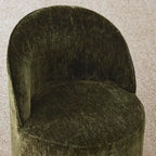 Conjunto de jantar moderno para 6 pessoas, mesa redonda com pé central, cadeiras giratórias tipo barril com rodas, chenille texturizado - Panipeachy