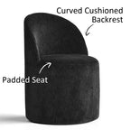 Conjunto de jantar moderno para 6 pessoas, mesa redonda com pé central, cadeiras giratórias tipo barril com rodas, chenille texturizado - Panipeachy