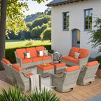 XIZZI 9-delige loungeset voor buiten met draaibare stoel