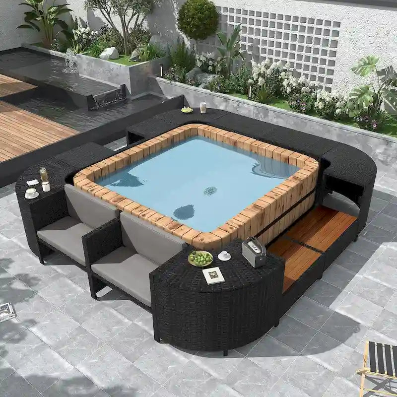 Spa Surround Spa-frame, vierkante modulaire loungeset voor buiten van rotan