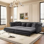 Whisen Schlafsofa aus Samt, 3-in-1, King Size, ausziehbar und umwandelbar, mit beweglichem Ottomanen, gestepptes Design