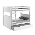 Lit superposé Camaflexi avec deux lits doubles et lit gigogne simple - tête de lit à panneaux