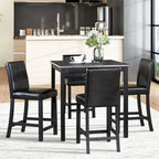 Moderne 5-delige eetset met vierkante tafel op aanrechthoogte en 4 gestoffeerde stoelen