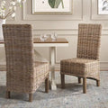 Set van 2 eetkamerstoelen van naturel rotan, 19W x 22D x 41H, boho-kuststijl