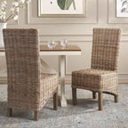 Set van 2 eetkamerstoelen van naturel rotan, 19W x 22D x 41H, boho-kuststijl