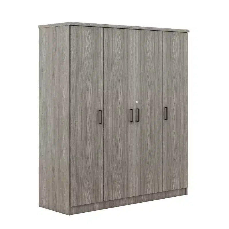 Viertüriger Kleiderschrank aus Holz mit Kleiderstange, 1 Schublade und Einlegeböden