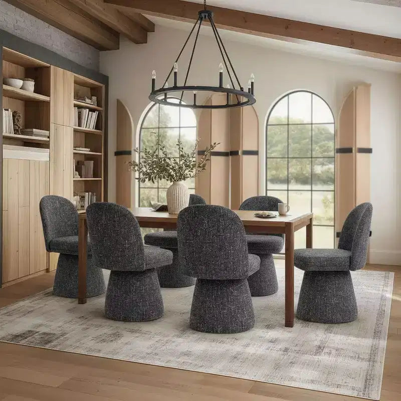 Set di 6 sedie da pranzo moderne girevoli a 360 e senza braccioli, con base a piedistallo, eleganti sedie d'accento per cucina, sala da pranzo o ufficio-Panipeachy