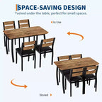 5-teiliges Küchenmöbel-Set mit Metallgestell, Tisch und Stühlen, mit abgeschrägtem Design