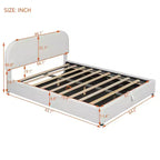 Gestoffeerd queensize bed met opbergruimte en liftmechanisme - wit