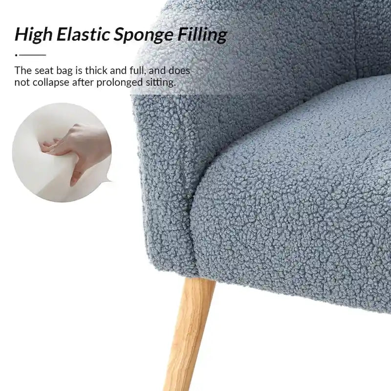 Sheila moderner Bouclé-Sessel, 30 W, mit Massivholzbeinen, 2er-Set von HULALA HOME