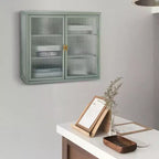 Double Glass Door Wall Cabinet Storage Cabinets with Enough Storage Space, Doors Detachable Shelves Wall Cabinet Practical Tool Storage Chest