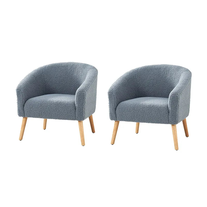 Sheila moderner Bouclé-Sessel, 30 W, mit Massivholzbeinen, 2er-Set von HULALA HOME