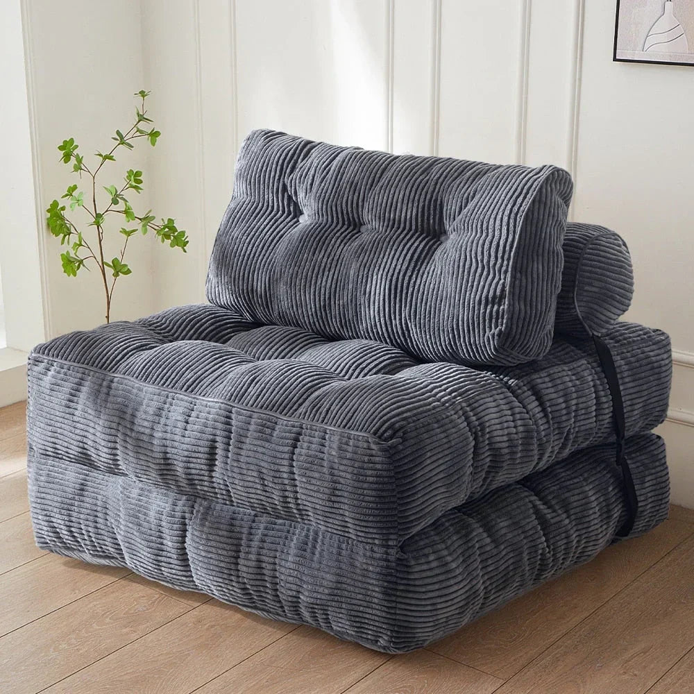 Sofá-cama dobrável de bombazina de 8 lugares, individual