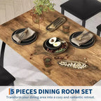 5-teiliges Küchenmöbel-Set mit Metallgestell, Tisch und Stühlen, mit abgeschrägtem Design