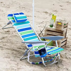 Acekool 2er-Pack leichte Strandstühle im Rucksackdesign, 5-fach verstellbare, flach klappbare Stühle für Erwachsene mit Gurten, Getränkehalter und Handtuchstange, belastbar bis 300 lbs
