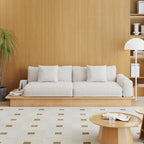 JASIWAY Modernes Sofa aus Massivholz mit Bezug aus Baumwollleinen