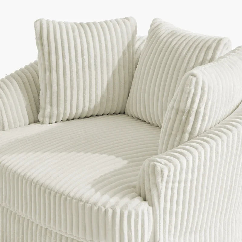 2er-Set übergroßer Cord-Sessel mit Drehfunktion, 43 W, und Kissen