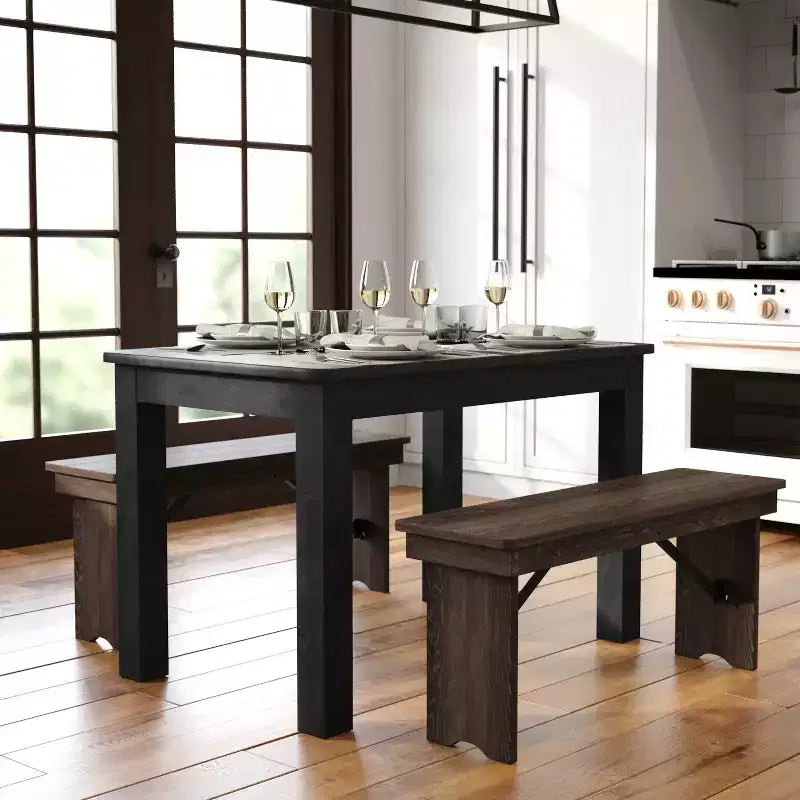Flash Furniture rechthoekige boerderij-eettafel van massief grenenhout, 46 x 30