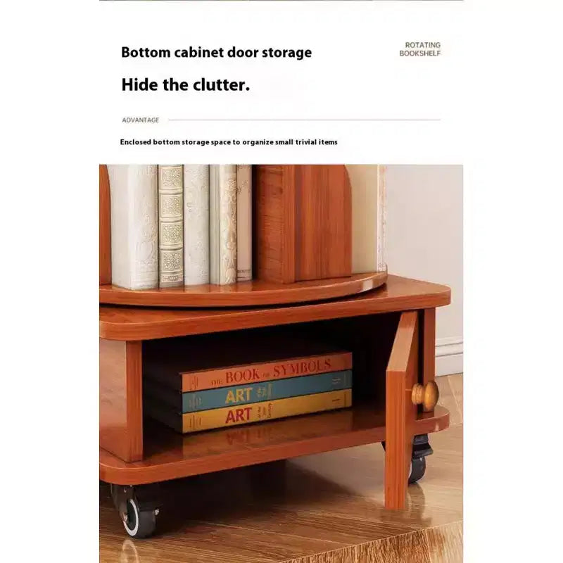Estante de canto giratória a 360 graus Chic Crate, com 6 prateleiras e rodas, estreita para espaços pequenos, castanho nogueira