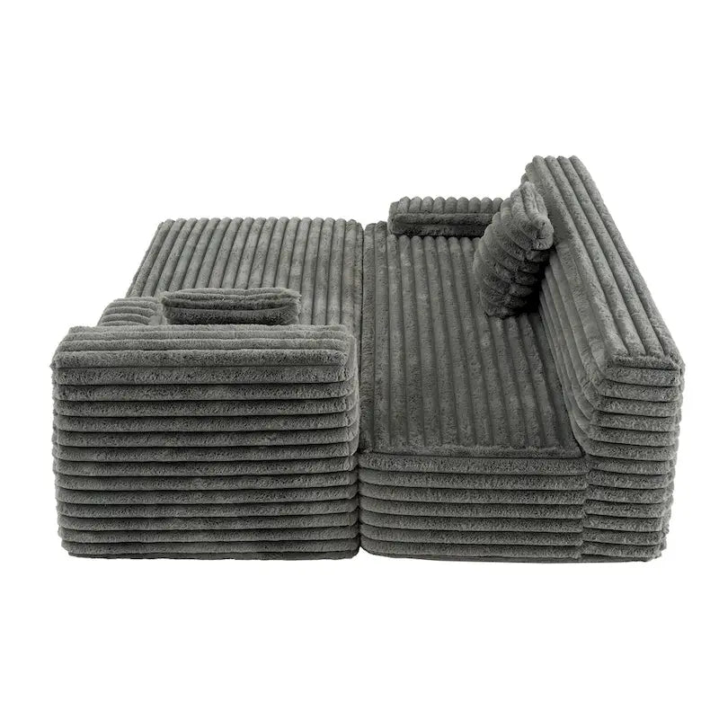 Modułowa sofa narożna Cloud, nowoczesna tapicerowana kanapa z 2 poduszkami dekoracyjnymi, dowolnie konfigurowana, w kształcie litery L