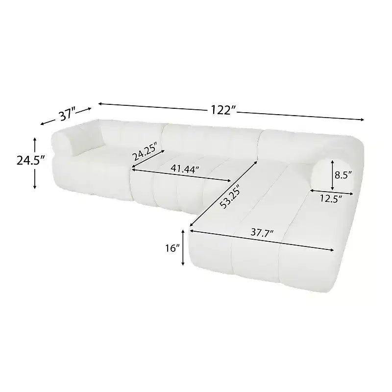 Christopher Knight Home Keri 122 moderne L-vormige hoekbank van schuim met hoge dichtheid en lage rugleuning