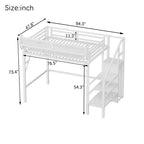 Okak hoogslaper van 94 inch voor een eenpersoonsbed, met kledingkast, opbergplanken en mand, bedframe voor slaapkamer of studentenkamer